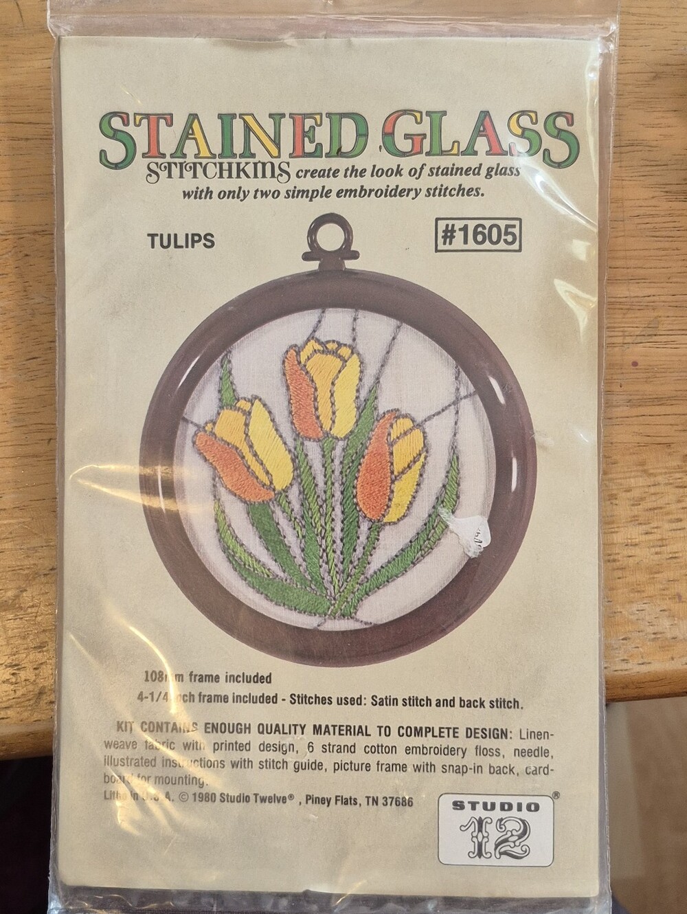 Studio 12 Vintage Embroidery Stitch Kit. Stained Glass TULIPS